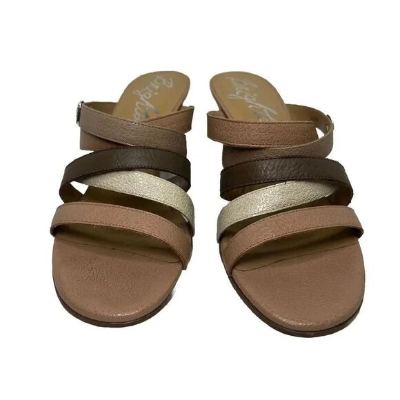 Brighton Rebel Sandals Size 10M Strappy Heels Neutral Brown Tan Leather Cabana - Picture 5 of 12